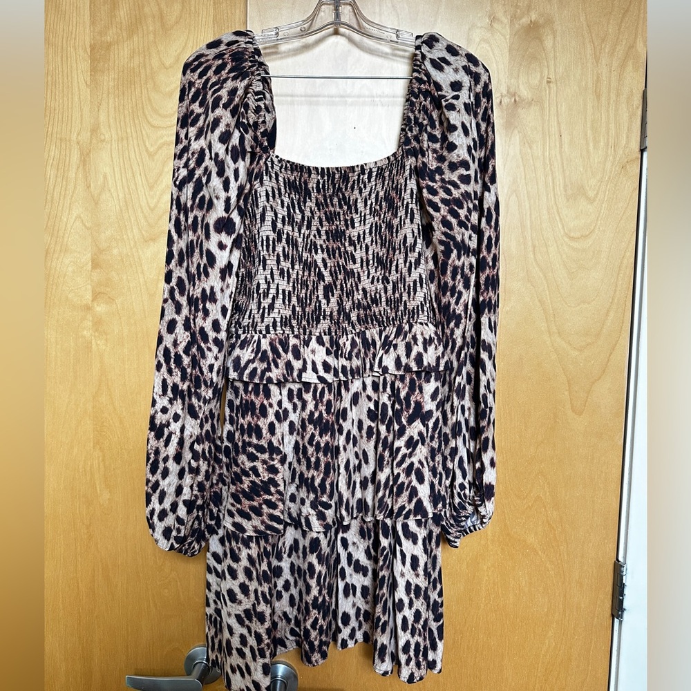 Figue Marcella Leopard Print Puff Sleeve Dress